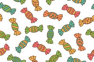 seamless pattern with sweets and candies in doodle style. Bright colorful background made of candies. illustration. vector