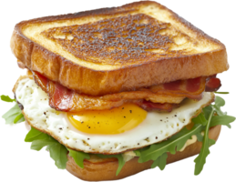 A sandwich with bacon, eggs and lettuce png