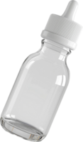 A clear glass bottle with a white lid png