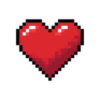 A red heart icon in 8-bit pixel art style , ideal for use in games, applications, and digital design. illustration format. vector