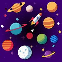 Cosmic Set of Planets and Rocket on Gradient vector
