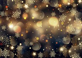 Elegant Christmas background with snowflakes and bokeh lights design vector