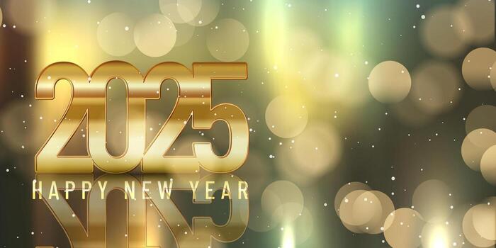 Happy New Year background with bokeh lights design vector