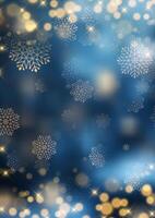 Decorative Christmas background with snowflakes and bokeh lights design vector