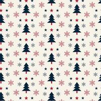 Scandi styled Christmas tree and snowflakes pattern background vector