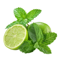 Lime with mint isolated on a transparent background png