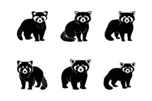 Red Panda Logo and Icon Collection, A Set of Adorable Raccoon Silhouettes vector