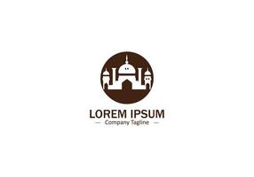 A striking silhouette of a mosque, its intricate details highlighted against a circular backdrop logo icon illustration. vector