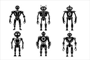Robot Logo and Icon Collection, A Set of Adorable Transformer or cyberpunk Silhouettes vector
