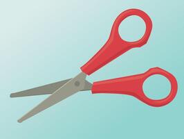A pair of red scissors in an open position vector