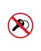 No Keys Sign Design for Secure Areas and Access Control Zones vector