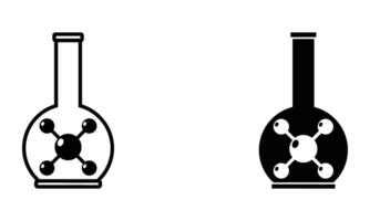 laboratory bottle with molecular structure icon vector