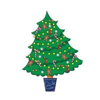 christmas tree image with festive ornaments vector