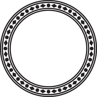 round black monochrome ancient Russian ornament. Slavic border, frame. Circle, ring. Painting of the royal chambers.