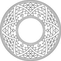 Native American round contour pattern. Geometric shapes in a circle. National ornament of the peoples of America, Maya, Aztecs, Incas. Template for stained glass vector