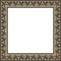 square gold with black border, frame, Pompeii. Rectangle Neopolitan ornament. Art of Ancient Rome. Template for stained glass vector