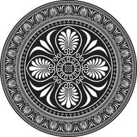 monochrome round classical ornament of Ancient Greece and Roman Empire. Circle, Arabesque, Byzantine pattern vector