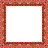 gold and red square Yakut ornament. Infinite rectangle, border, frame of the northern peoples of the Far East. vector