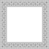 square black contour border, frame, Pompeii. Rectangle Neopolitan ornament. Art of Ancient Rome. Template for stained glass vector