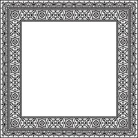 square black monochrome border, frame, Pompeii. Rectangle Neopolitan ornament. Art of Ancient Rome. Template for stained glass vector