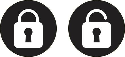 Locked and unlocked icon set . Open and closed padlock icons . Lock and unlock icons . illustration vector