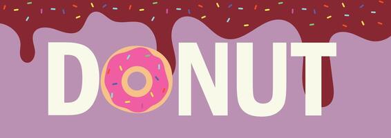 Playful donut design with colorful sprinkles and chocolate glaze on a pastel background. Design for bakery menus, social media, packaging, gift cards, websites, and events vector