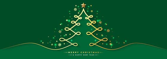 Elegant Merry Christmas and Happy New Year banner with a green background. vector