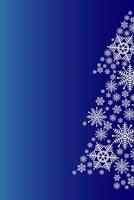 blue christmas background with fir tree made of snowflakes on the side. vector