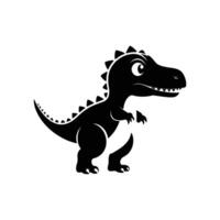 Silhouette of Baby Dinosaur in Playful Pose on White Background vector