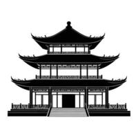 Silhouette of Ancient Chinese House Architecture on White Background vector