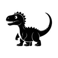 Baby Dino Silhouette with Round Body on White Background vector