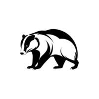 Silhouette of Badger Looking Forward on White Background vector