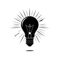 Detailed Bulb Silhouette with Clear Filament on White Background vector
