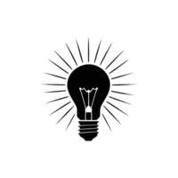 Light Bulb Silhouette with Radiating Lines on White Background vector