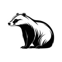 Calm Badger Silhouette with Soft Outline on White Background vector
