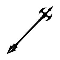Axe with Intricate Blade Silhouette on White Background vector