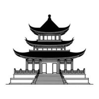 Historic Chinese House Silhouette on White Background vector