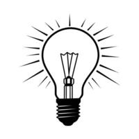 Silhouette of Light Bulb with Spiral Filament on White Background vector