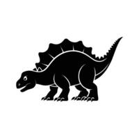 Friendly Baby Dinosaur Silhouette in Side View on White Background vector