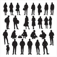 Group of Men Silhouette Walking Forward on White Background vector