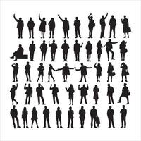 Casual Men Silhouette with Relaxed Pose on White Background vector
