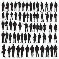 Confident Men Silhouette in Power Stance on White Background vector