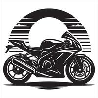Black Motorcycle Silhouette in Bold Outline on White Background vector