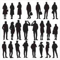 Silhouettes of Men in Professional Attire on White Background vector
