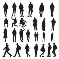 Athletic Men Silhouette in Action Pose on White Background vector