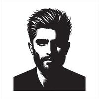 Bold Man Silhouette with Crossed Arms on White Background vector