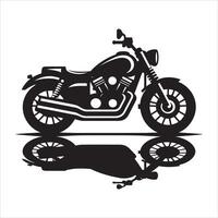 With Shadow Motorcycle Silhouette in Bold Outline on White Background vector