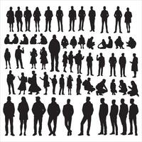 Men Silhouette with Joined Arms on White Background vector