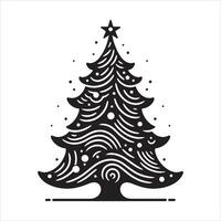 Unique Christmas Silhouette with Garland on White Background vector