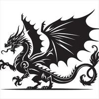 Dragon Silhouette with Extended Claws on White Background vector